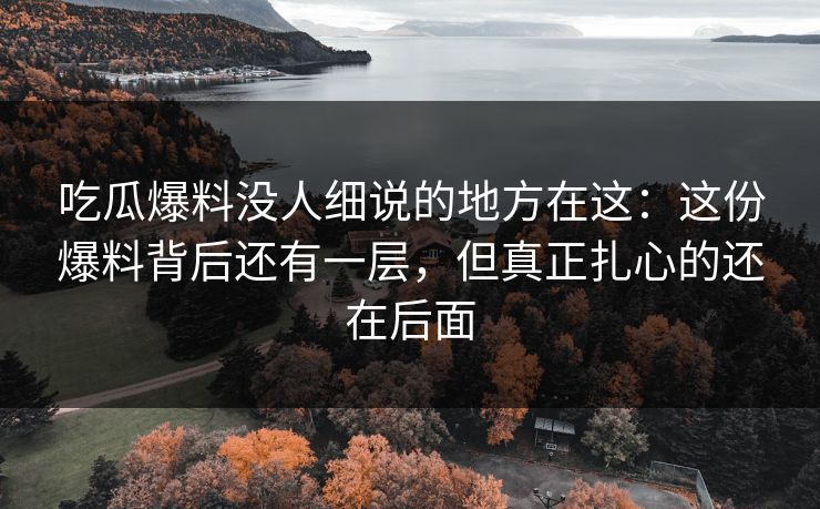 吃瓜爆料没人细说的地方在这：这份爆料背后还有一层，但真正扎心的还在后面