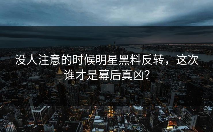 没人注意的时候明星黑料反转，这次谁才是幕后真凶？
