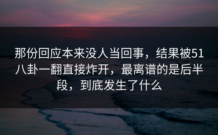 那份回应本来没人当回事，结果被51八卦一翻直接炸开，最离谱的是后半段，到底发生了什么