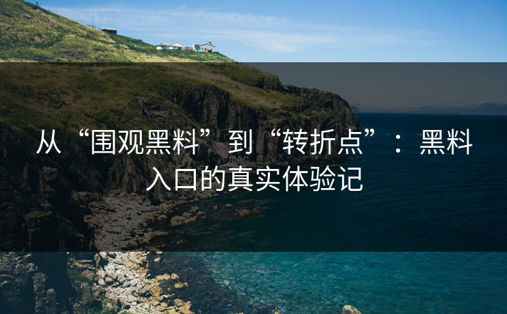 从“围观黑料”到“转折点”：黑料入口的真实体验记