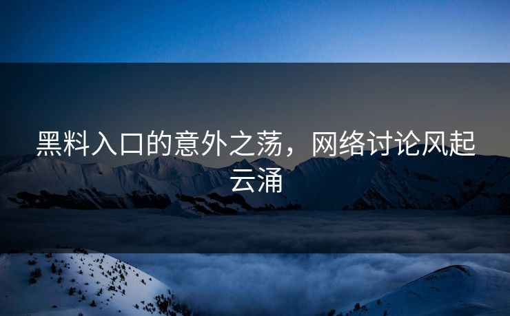 黑料入口的意外之荡,网络讨论风起云涌 黑料入口的意外之荡,网络讨论风起云涌